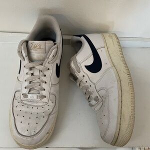 Nike Women’s White and Navy Air Force Ones
